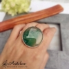 Duży pierścionek z zielonym agatem r. 20 regulowany