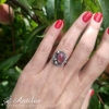 Uroczy, zdobiony pierścionek z różowym turmalinem, rozmiar 13